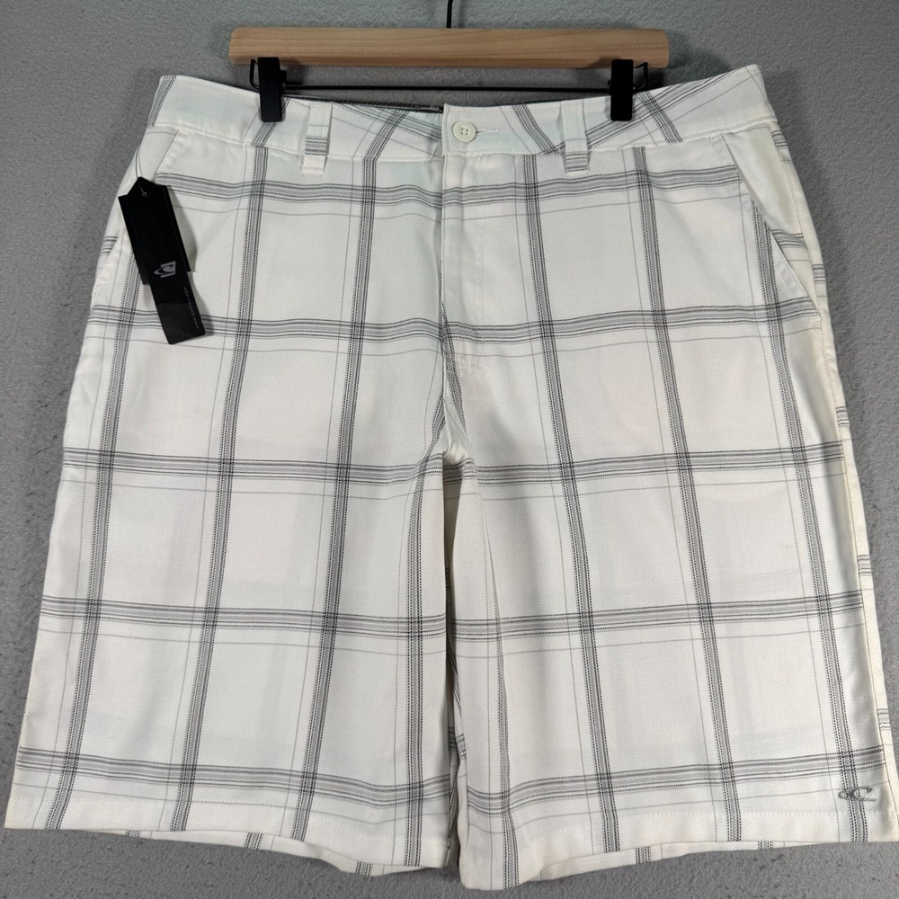O'Neill Coronado Chino Short Mens 38 White Plaid Flat Front Skate A12180121